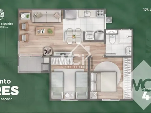 Apartamento 2 quartos e 1 banheiro, à venda, no bairro Areal em Pelotas
