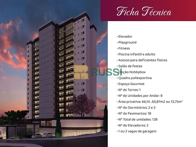 Apartamento com 73m² 3 quartos e 2 banheiros, à venda, no bairro Urbanova em São José dos Campos