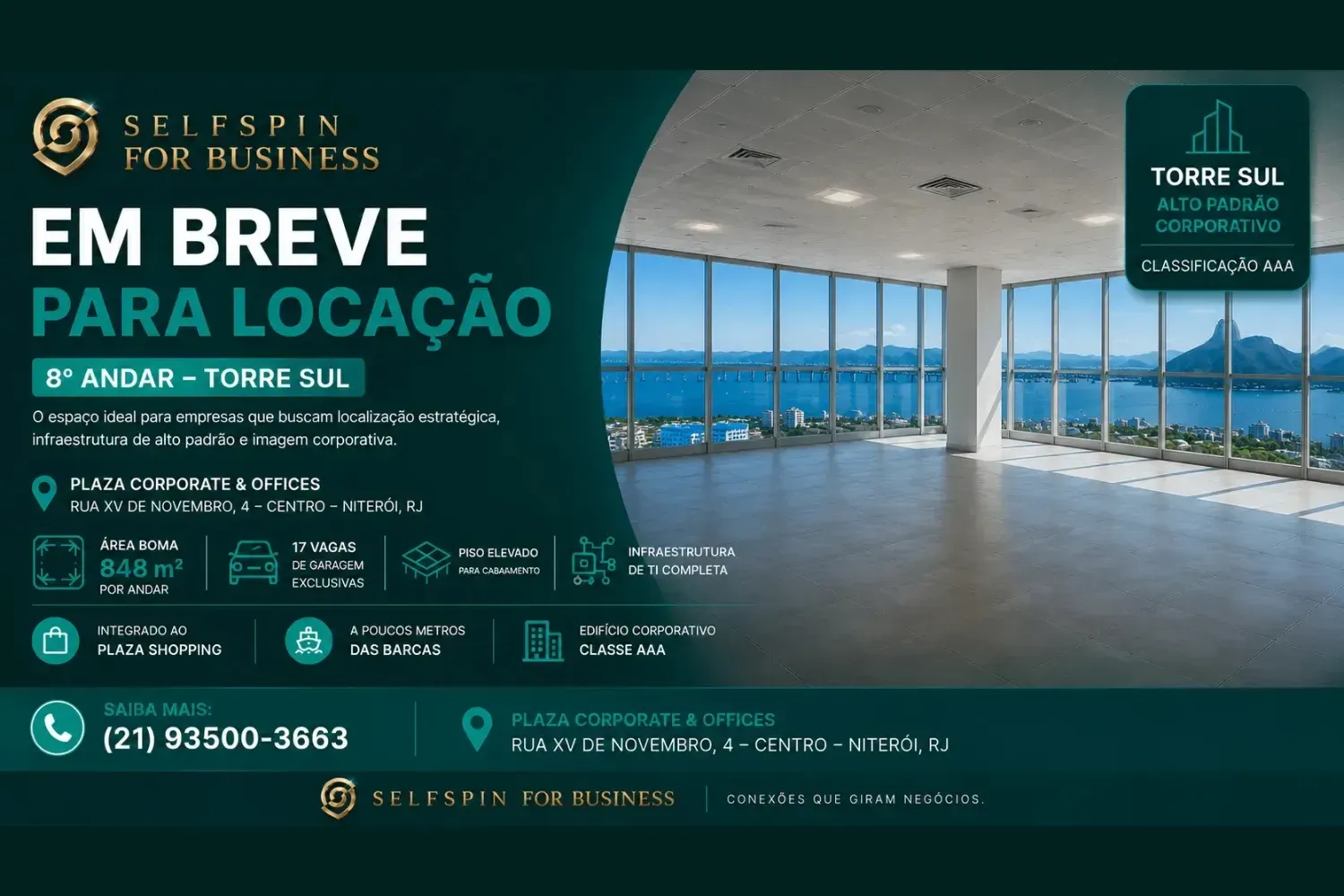 PLAZA CORPORATE & OFFICES | 7º ANDAR INTEIRO PARA LOCAÇÃO