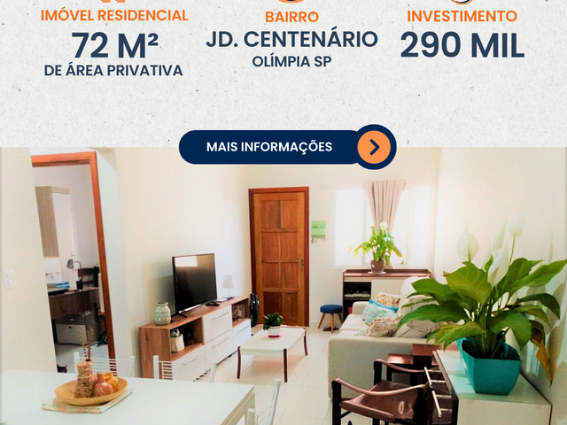 Apartamento com 72m² 2 quartos e 2 banheiros, à venda, no bairro Jardim Centenário em Olímpia