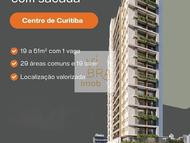Apartamento 2 quartos e 1 banheiro, à venda, no bairro Centro em Curitiba