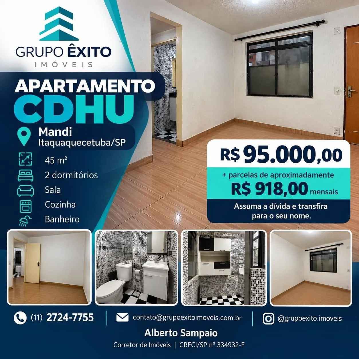 Oportunidade! Apartamento por R$ 95 Mil, mais parcelas