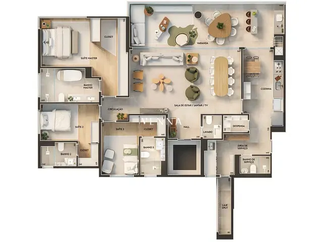 Apartamento com 339m² 3 quartos e 5 banheiros, à venda, no bairro Gleba Fazenda Palhano em Londrina
