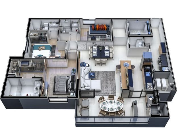 Apartamento com 117m² 3 quartos e 4 banheiros, à venda, no bairro Jardim Europa em Dourados