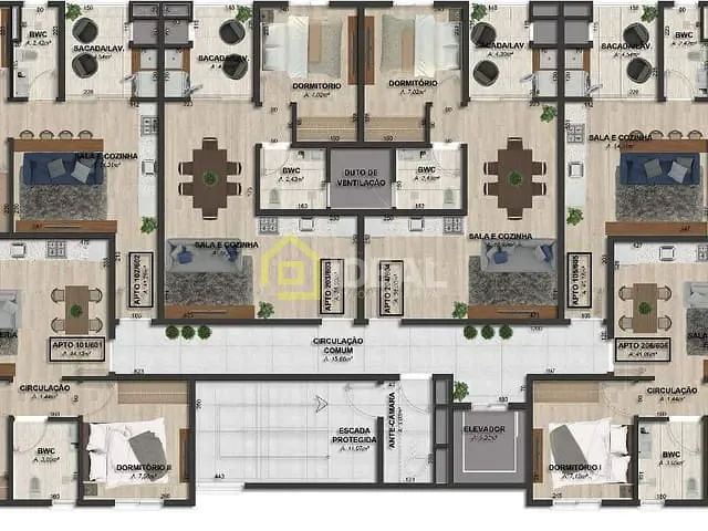Apartamento 2 quartos e 1 banheiro, à venda, no bairro Centro em Concórdia