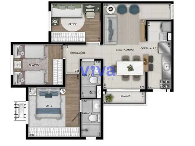 Apartamento com 66m² 3 quartos e 1 banheiro, à venda, no bairro Parque Amazônia em Goiânia