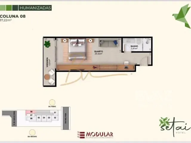 Apartamento com 33m² 1 quarto e 1 banheiro, à venda, no bairro Centro em Cabo Frio