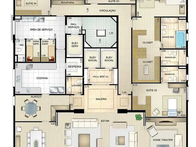Apartamento 4 quartos e 6 banheiros, à venda, no bairro Jardim Paulista em São Paulo