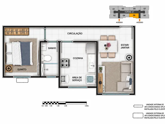 Apartamento 2 quartos e 1 banheiro, à venda, no bairro Residencial Villa Garden em Campinas
