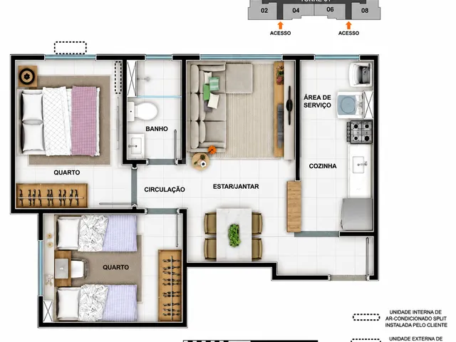 Apartamento 2 quartos e 1 banheiro, à venda, no bairro Residencial Villa Garden em Campinas