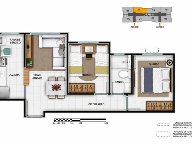 Apartamento 2 quartos e 1 banheiro, à venda, no bairro Residencial Villa Garden em Campinas