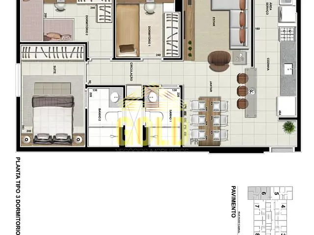 Apartamento com 115m² 3 quartos e 2 banheiros, à venda, no bairro Centro em Londrina