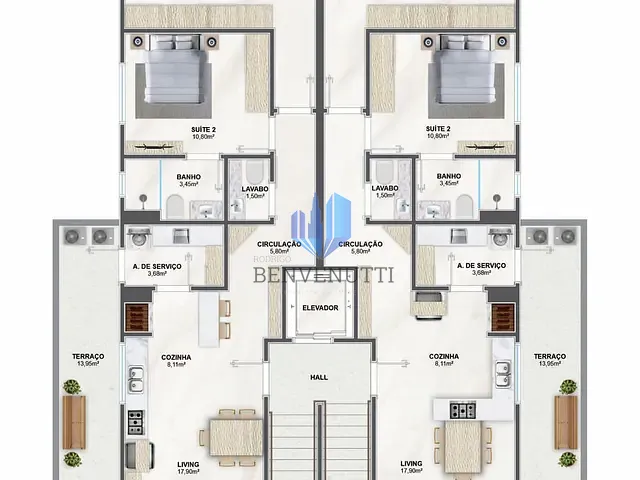 Apartamento 2 quartos e 1 banheiro, à venda, no bairro Areias em Camboriú