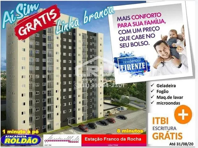 Apartamento com 46m² 2 quartos e 1 banheiro, à venda, no bairro Jardim Luciana em Franco da Rocha