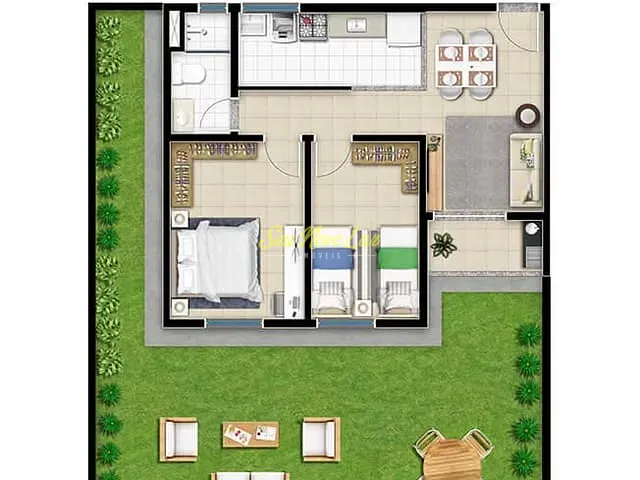 Apartamento 2 quartos e 1 banheiro, à venda, no bairro Jardins do Império em Indaiatuba