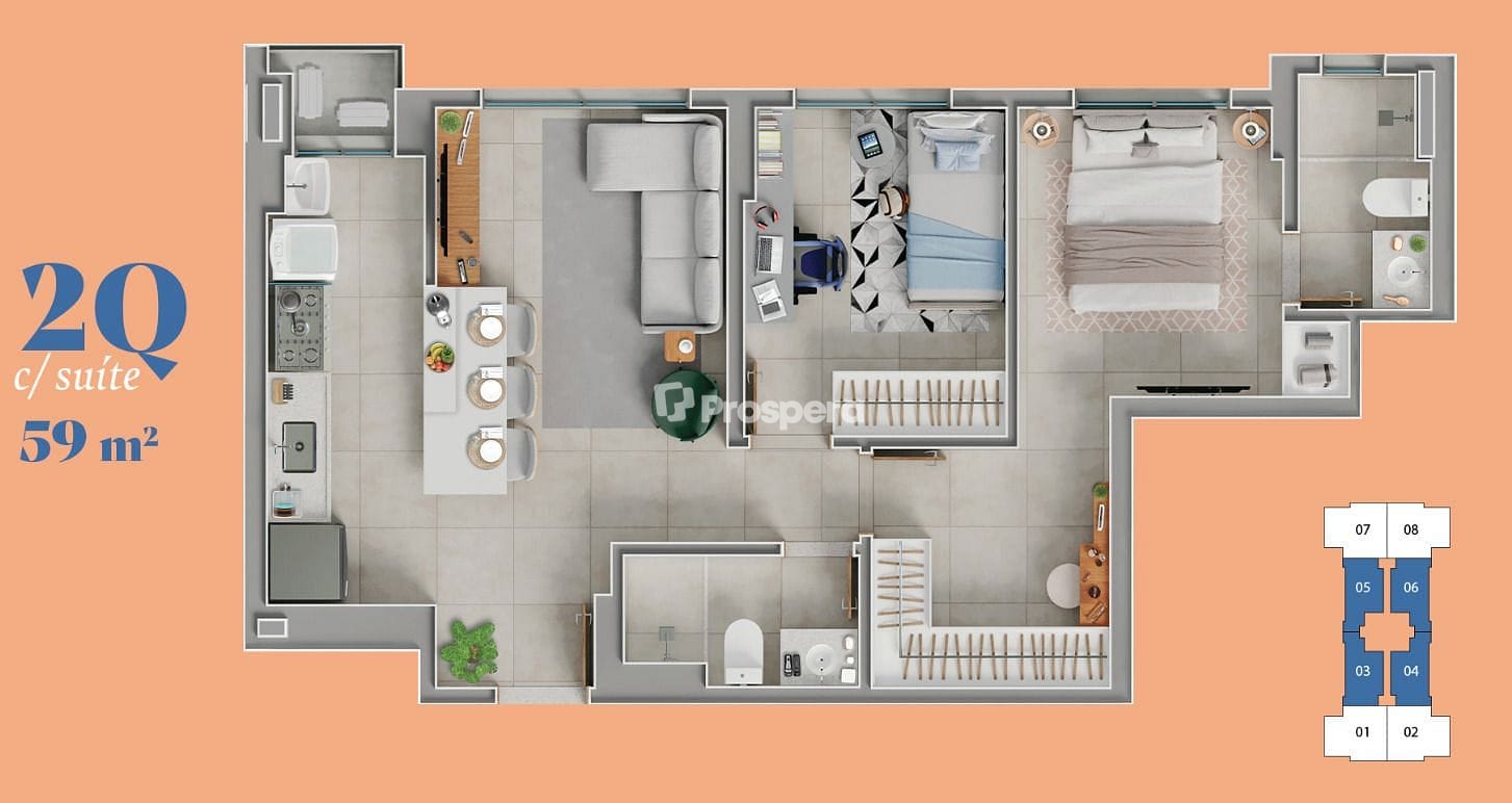 Apartamento à venda com 2 quartos, 59m² - Foto 6