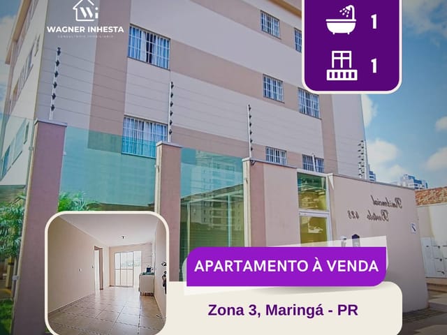 Foto do Apartamento - Apenas R$190Mil. Apartamento no Centro de Maringá, Res. Bertolo,  com sacada, garagem coberta, na zona 03, a 450m do parque do Ingá. | Wagner Inhesta broker