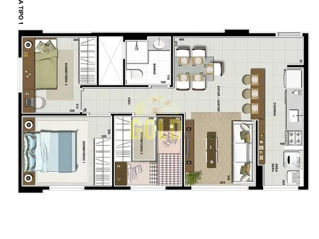Apartamento com 111m² 3 quartos e 1 banheiro, à venda, no bairro Champagnat em Londrina