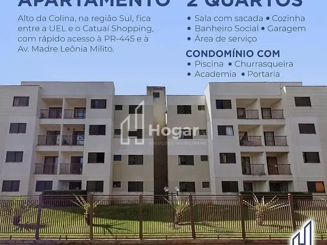 Apartamento 2 quartos e 1 banheiro, à venda, no bairro Alto da Colina em Londrina
