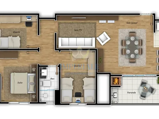 Apartamento com 104m² 2 quartos e 1 banheiro, à venda, no bairro Centro em Ponta Grossa