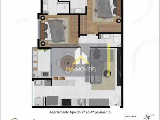 Apartamento com 66m² 2 quartos e 1 banheiro, à venda, no bairro São Lucas em Belo Horizonte