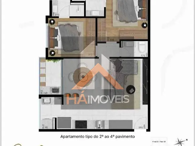 Apartamento com 66m² 2 quartos e 1 banheiro, à venda, no bairro São Lucas em Belo Horizonte