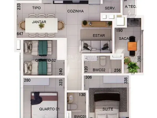 Apartamento com 75m² 3 quartos e 2 banheiros, à venda, no bairro Balneário Eliane em Guaratuba