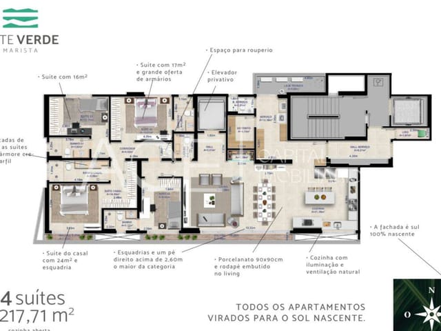 Apartamento 4 quartos e 5 banheiros, à venda, no bairro Setor Marista em Goiânia