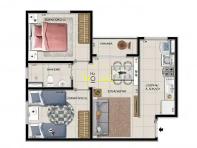 Apartamento 2 quartos e 1 banheiro, à venda, no bairro Loteamento Sao Vicente de Paula em Votuporanga