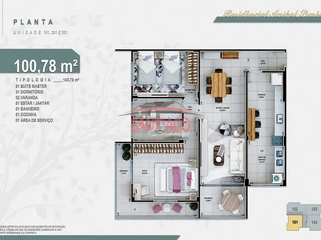 Apartamento 2 quartos e 2 banheiros, à venda, no bairro Parque das Águas em Santo Antônio de Pádua