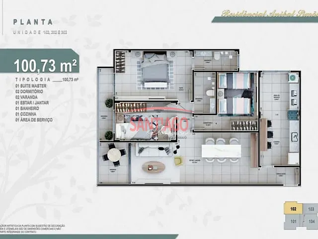 Apartamento 2 quartos e 2 banheiros, à venda, no bairro Parque das Águas em Santo Antônio de Pádua