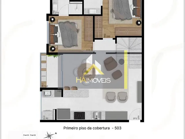 Cobertura / Penthouse com 122m² 2 quartos e 1 banheiro, à venda, no bairro São Lucas em Belo Horizonte