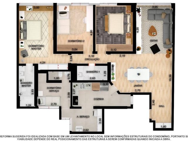 Apartamento com 115m² 3 quartos e 3 banheiros, à venda, no bairro Lagoa em Rio de Janeiro
