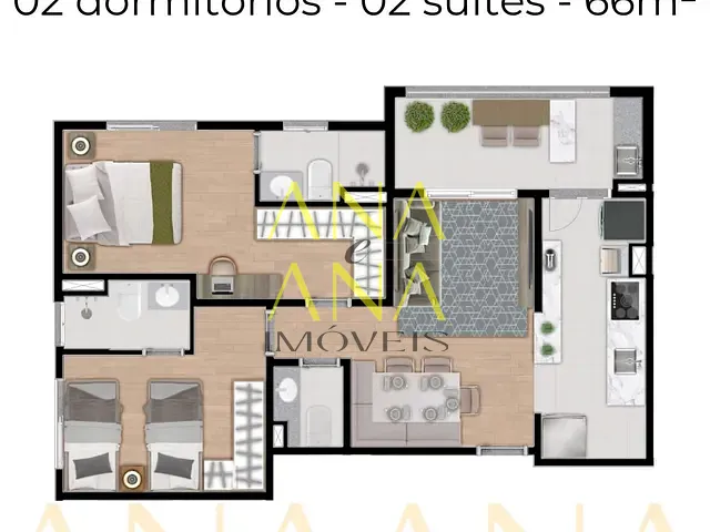 Apartamento 3 quartos e 2 banheiros, à venda, no bairro Residencial Colinas de São Francisco em Bragança Paulista