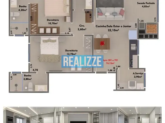 Apartamento 2 quartos e 1 banheiro, à venda, no bairro Falquemback em Marau
