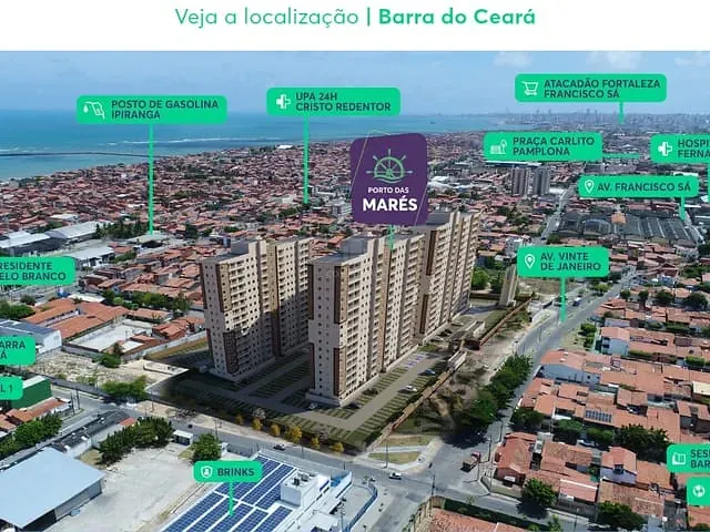 Apartamento 2 quartos e 1 banheiro, à venda, no bairro Barra do Ceará em Fortaleza