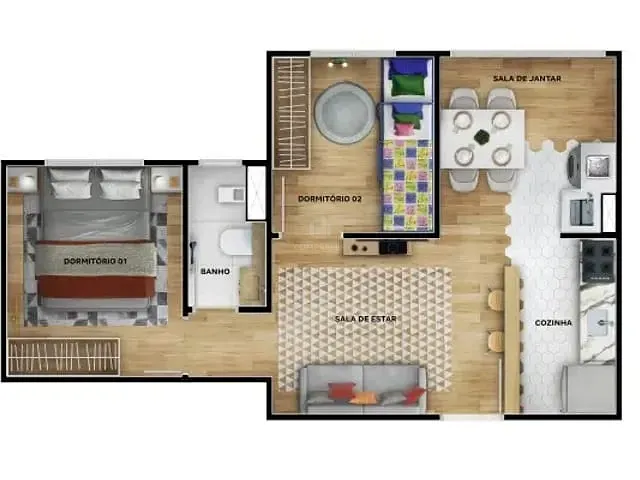 Apartamento 2 quartos e 1 banheiro, à venda, no bairro Lagoa Redonda em Fortaleza