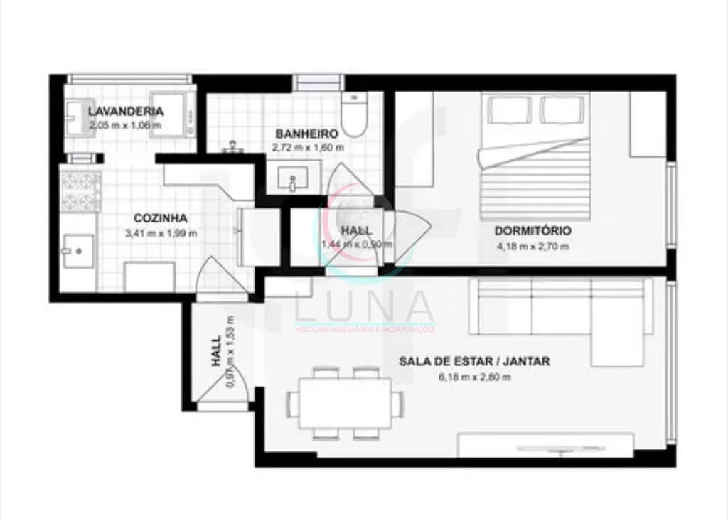 Apartamento, 1 quarto, 51 m² - Foto 1