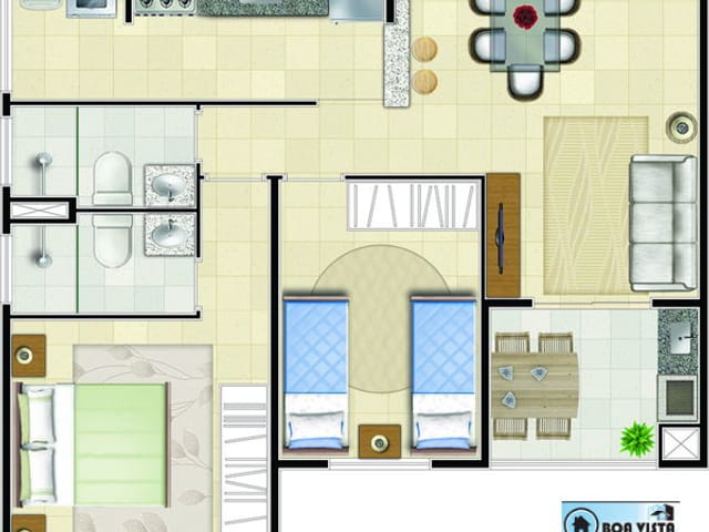 Foto do Apartamento - Apartamento à Venda - 2 Quartos, 1 Suíte, 1 Vaga, 57m², Parque Santa Rosa, Suzano, SP - Apenas 1,9km do Shopping de Suzano com Localização Privilegiada | Boa Vista Imóveis Suzano