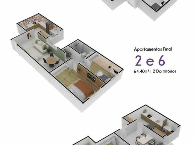 Apartamento com 64m², à venda, no bairro A Definir em Cambuí