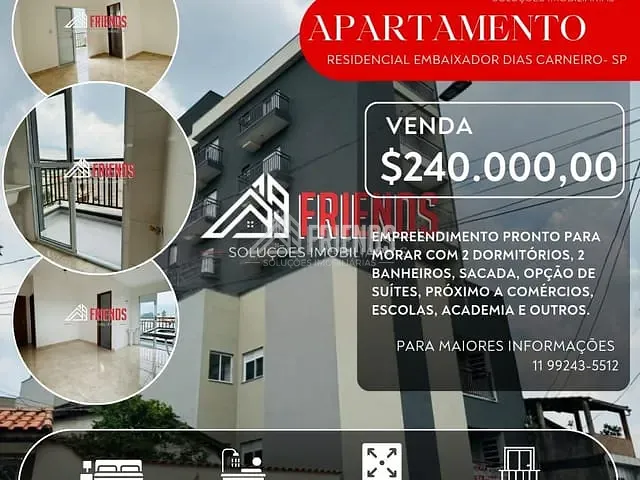 Apartamento com 44m² 2 quartos e 1 banheiro, à venda, no bairro Jardim Hercilia em São Paulo