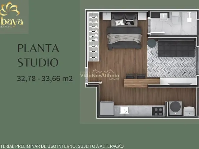 Apartamento com 69m² 1 quarto e 1 banheiro, à venda, no bairro Atibaia Jardim em Atibaia