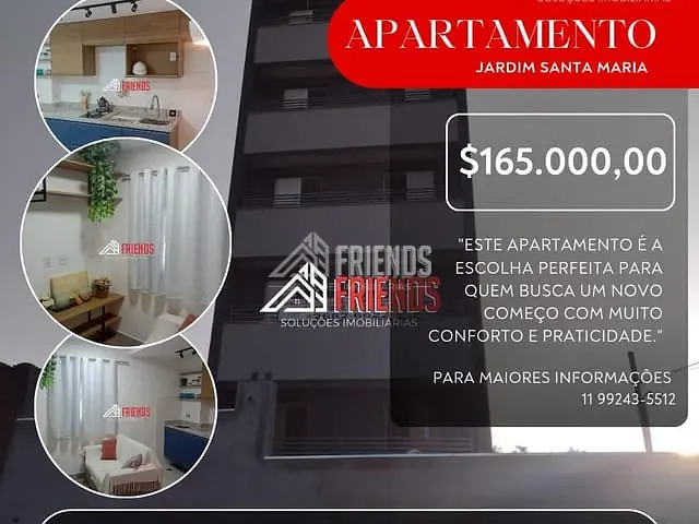 Apartamento com 40m² 2 quartos e 1 banheiro, à venda, no bairro Jardim Santa Maria em São Paulo