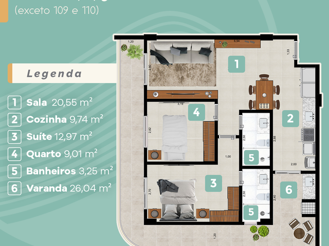 Apartamento com 93m² 2 quartos e 1 banheiro, à venda, no bairro Vila Industrial em Arraial do Cabo