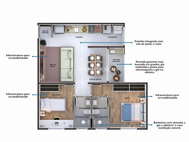 Apartamento com 58m² 2 quartos e 2 banheiros, à venda, no bairro Parque Santa Isabel em Itupeva