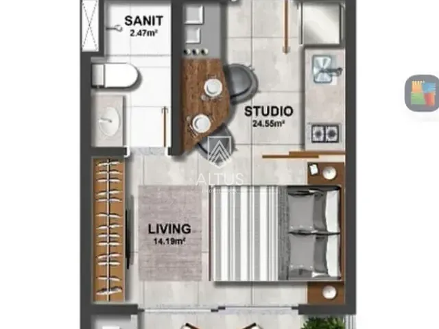 Apartamento 1 quarto e 1 banheiro, à venda, no bairro Caminho das Árvores em Salvador