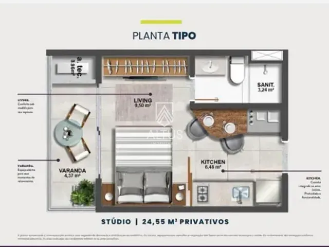 Apartamento 1 quarto e 1 banheiro, à venda, no bairro Caminho das Árvores em Salvador