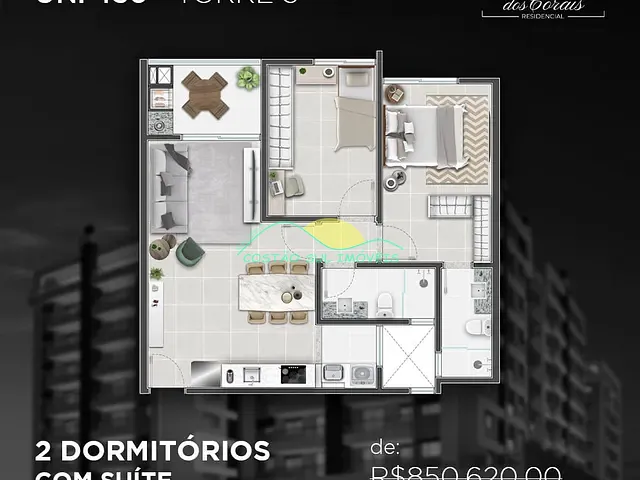 Apartamento 2 quartos e 2 banheiros, à venda, no bairro Abraão em Florianópolis