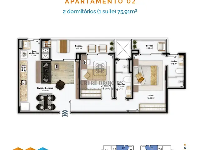 Apartamento 2 quartos e 2 banheiros, à venda, no bairro Itacorubi em Florianópolis