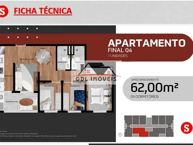Apartamento 3 quartos e 2 banheiros, à venda, no bairro Vila Alpina em São Paulo